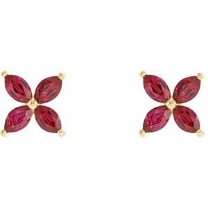 14K Yellow Gold Lab-Grown Ruby Earrings – image 2