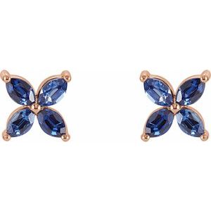14K Rose Gold Lab-Grown Blue Sapphire Earrings – image 2