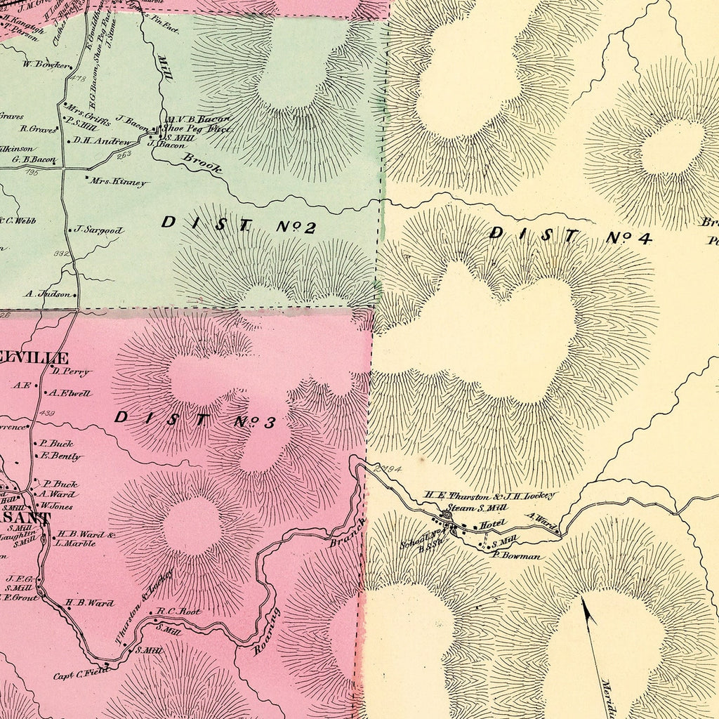Vintage Map of Sunderland Township, Bennington County, Vermont 1869