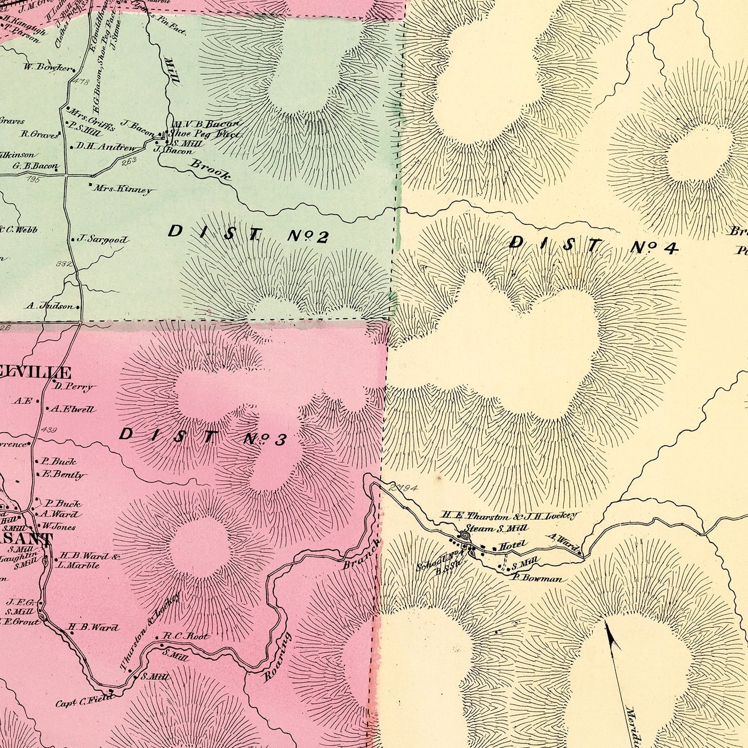 Vintage Map of Sunderland Township, Bennington County, Vermont 1869