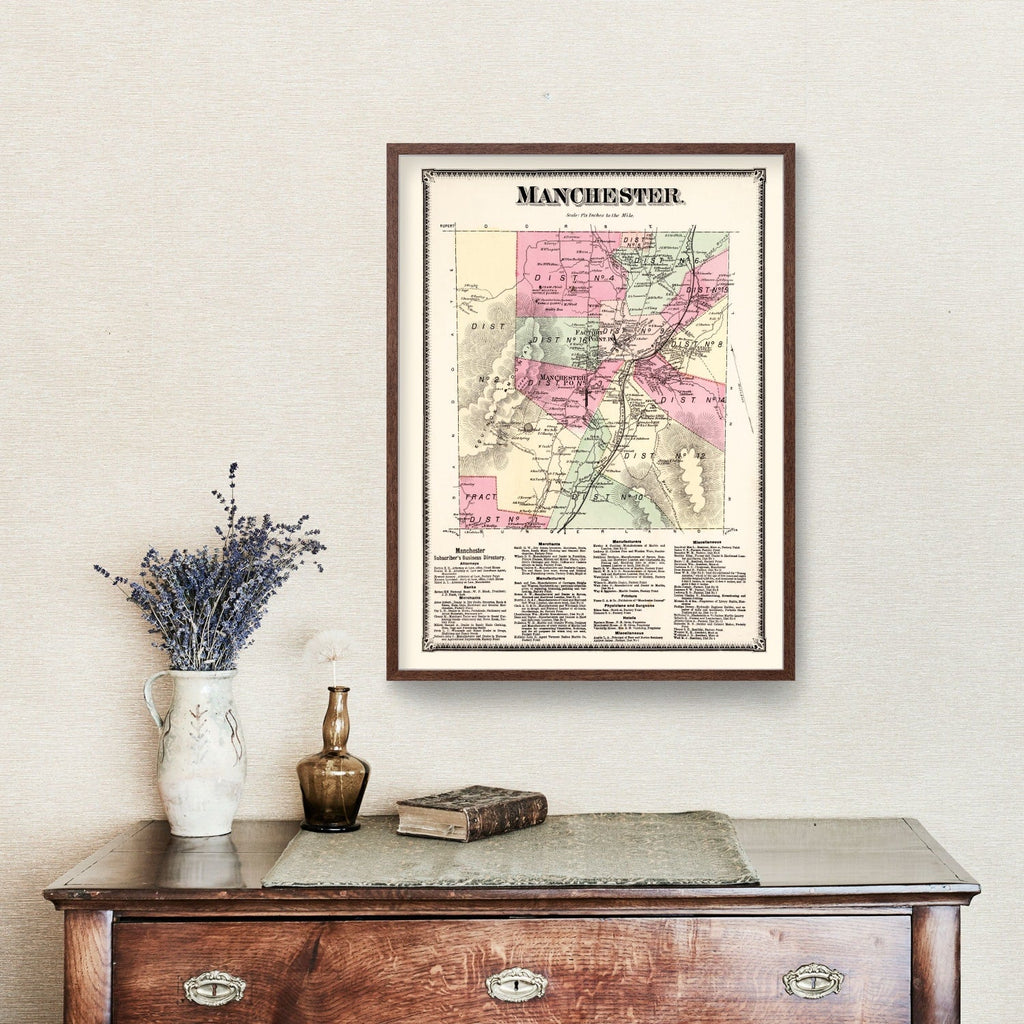 Vintage Map of Manchester Township, Bennington County, Vermont 1869