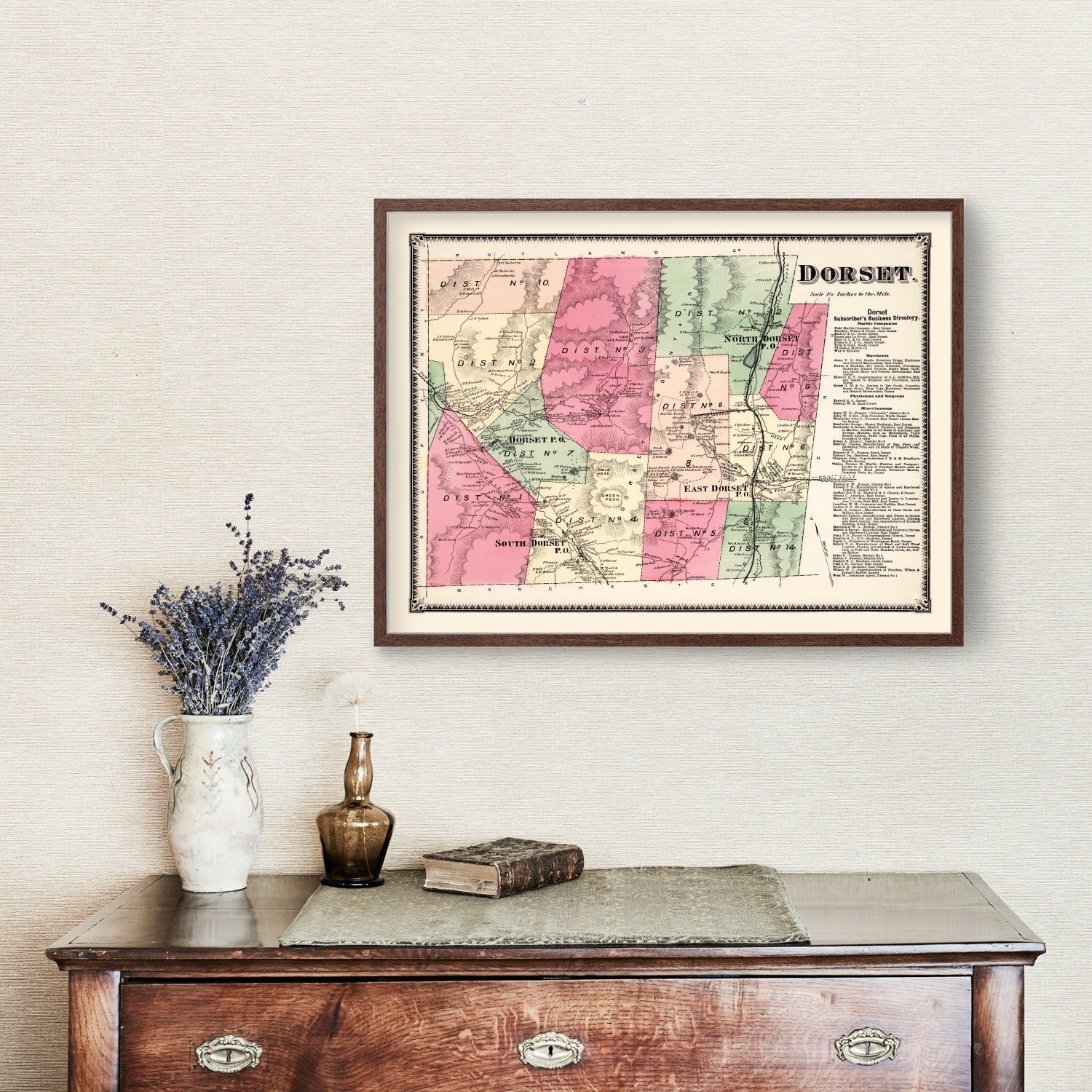 Vintage Map of Dorset Township, Bennington County, Vermont 1869