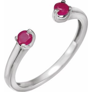 14K White Gold Natural Ruby Negative Space Ring