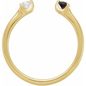 14K Yellow Gold Natural Black Onyx & 1/10 CT Natural Diamond Negative Space Ring