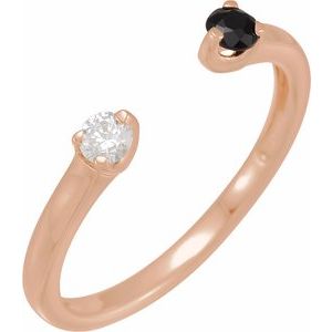 14K Rose Gold Natural Black Onyx & 1/10 CT Natural Diamond Negative Space Ring