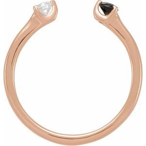 14K Rose Gold Natural Black Onyx & 1/10 CT Natural Diamond Negative Space Ring