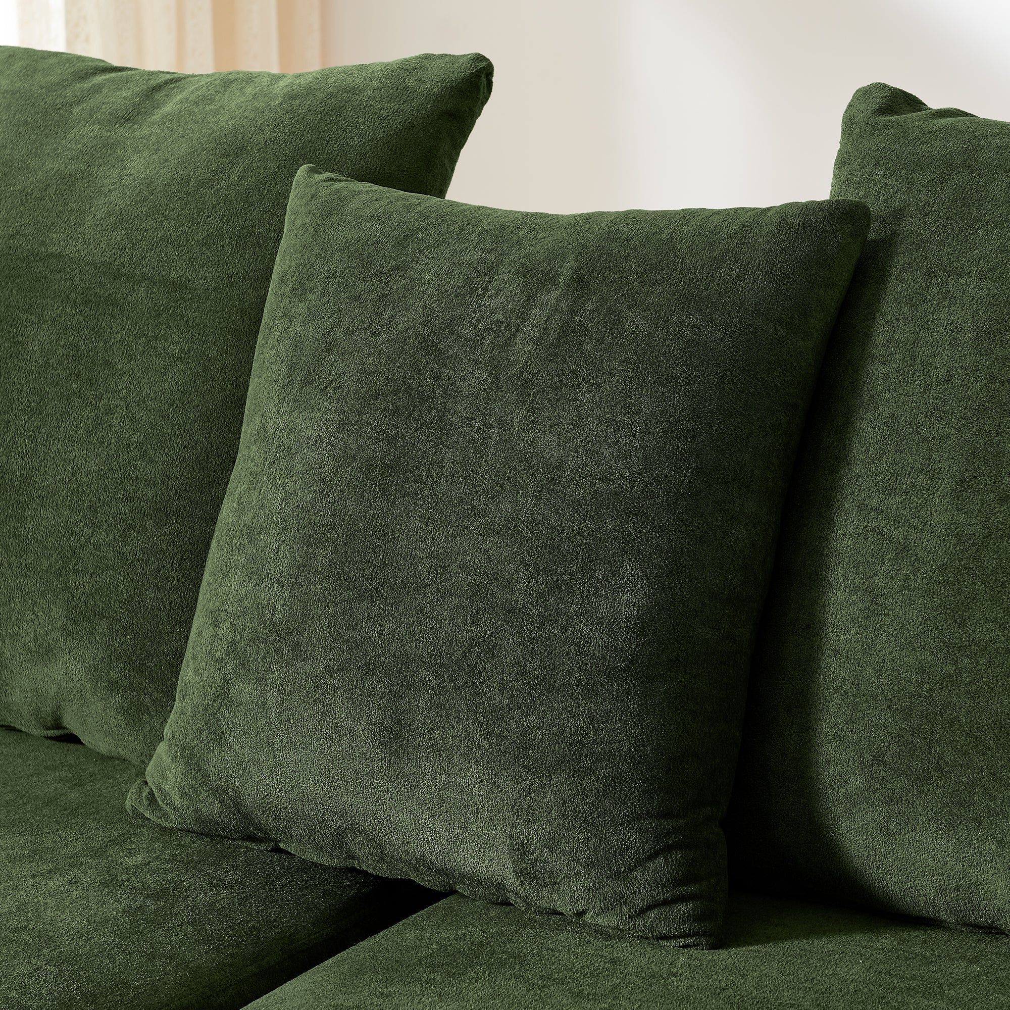 110.25x67'' Modern Upholstered L-Shape Sectional Sofa Couch, Modular Compressed Sofa with Free Combination for Living Room Bedroom, Melange Velvet, Green