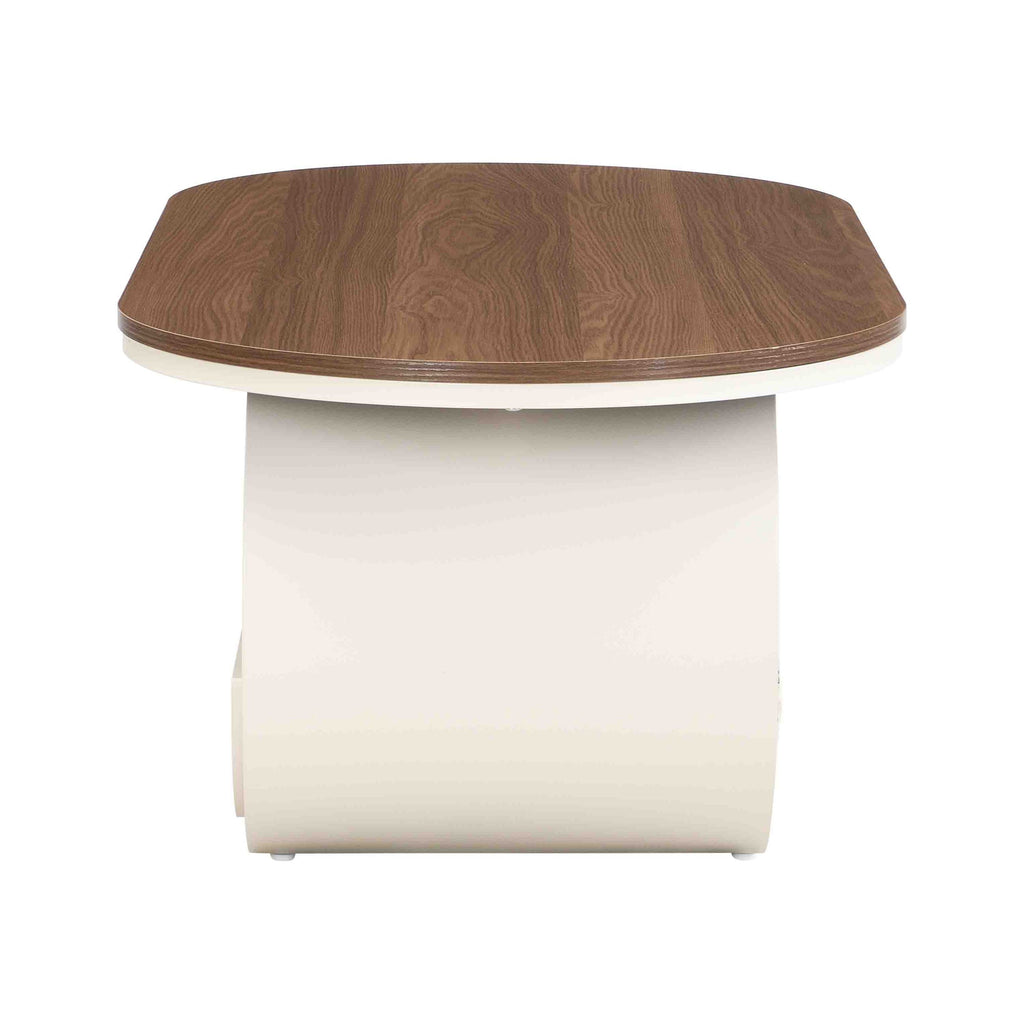 Luxury Oval Coffee Table, 47.24'' Coffee Table with Storage Drawer, White Metal Center Table for Living Room