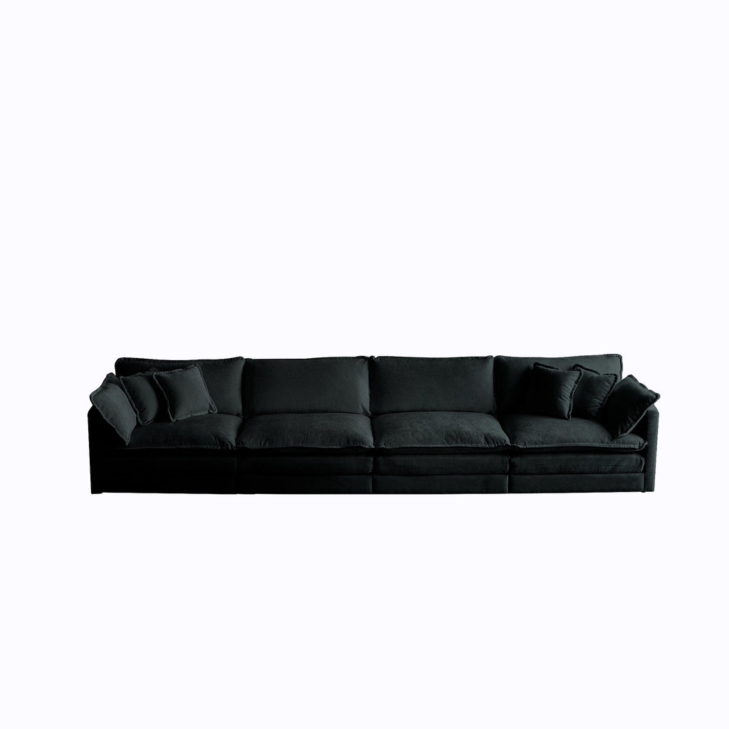 Modular Sectional Sofa for Living Room,U Shaped Couch 5 Seater Convertible Sectional Couch with 1 Ottoman ,Black Chenille