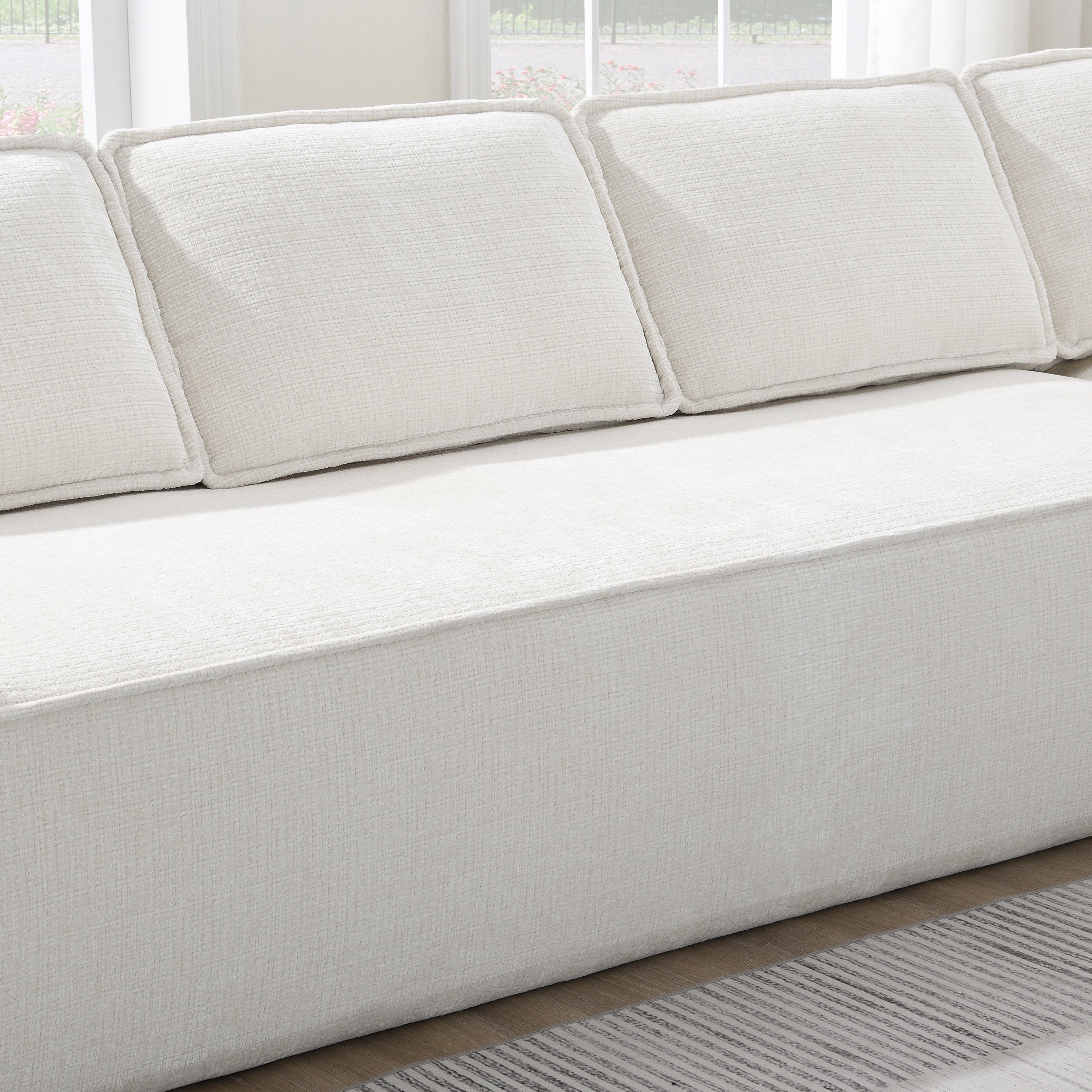 [VIDEO+New]129.5' Minimalist Style Modular Sectional Sofa,6 Seat Wrinkle-resistant Chenille Couch Set,2 PC Free Combination,Modern L-Shaped Cloud Sofa Set for Living Room,No Assembly Require,3 Colors