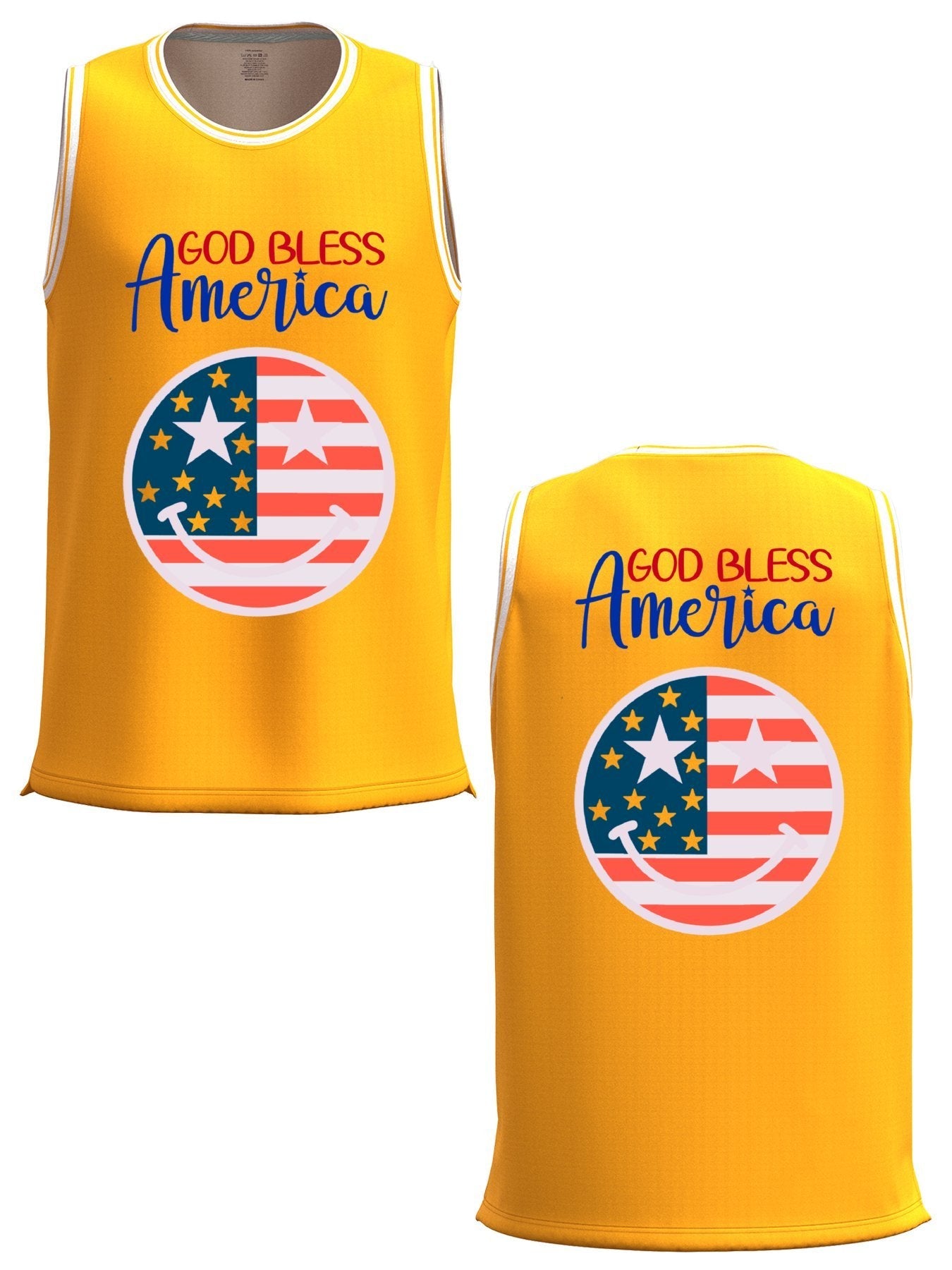 God Bless America Adult Yellow Basketball Jersey | Ships From USA
