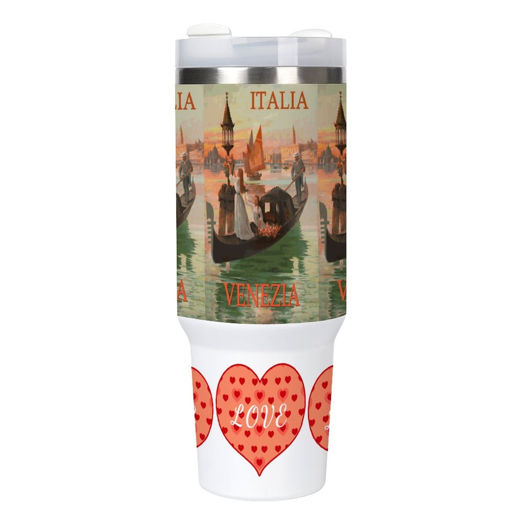 Venezia Italia Gondola Love 40oz Stainless Steel Tumbler with Handle and Lid