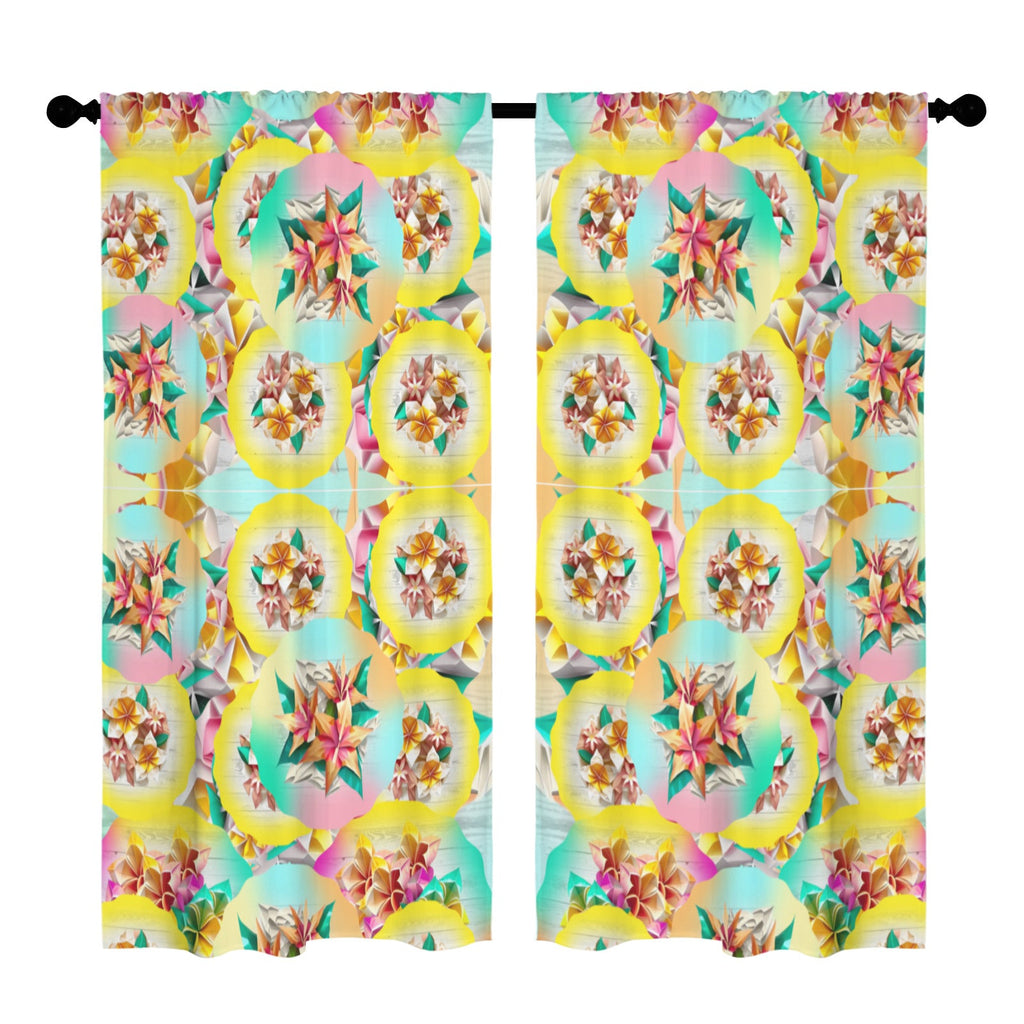 Circle Floral Pastel Pattern Floor-To-Ceiling Curtain 52x84inch | Ships from USA