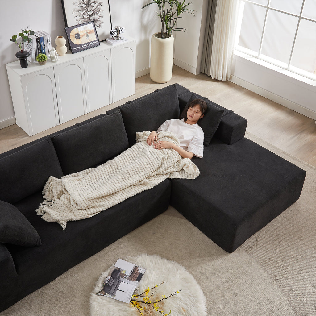Modern Chenille Upholstered Sectional Sofa Couch Set,Modular 108' L Shaped Sectional Living Room Sofa Set With 6 Pillows,Free Combination Sofa Couch for Living Room,Bedroom(Right Chaise)W834P240010