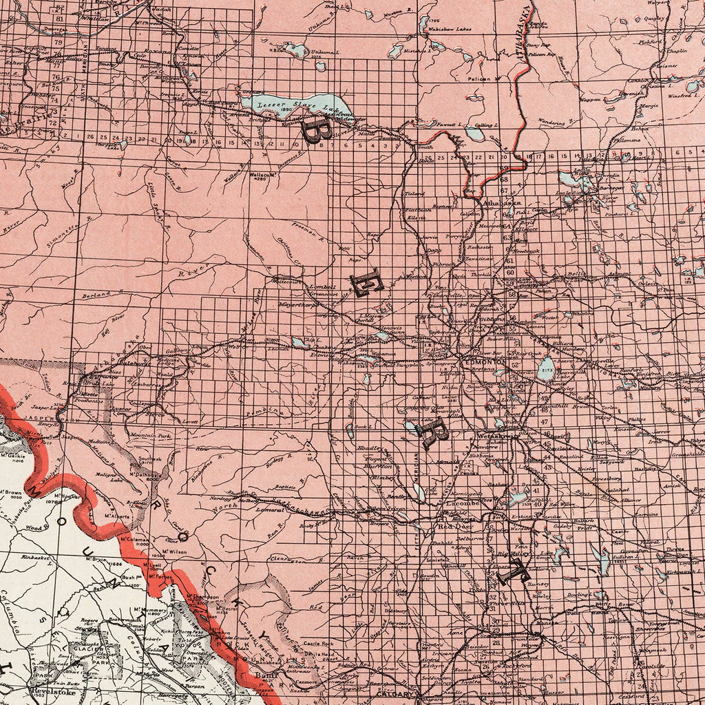 Vintage Map of Alberta Canada, 1925