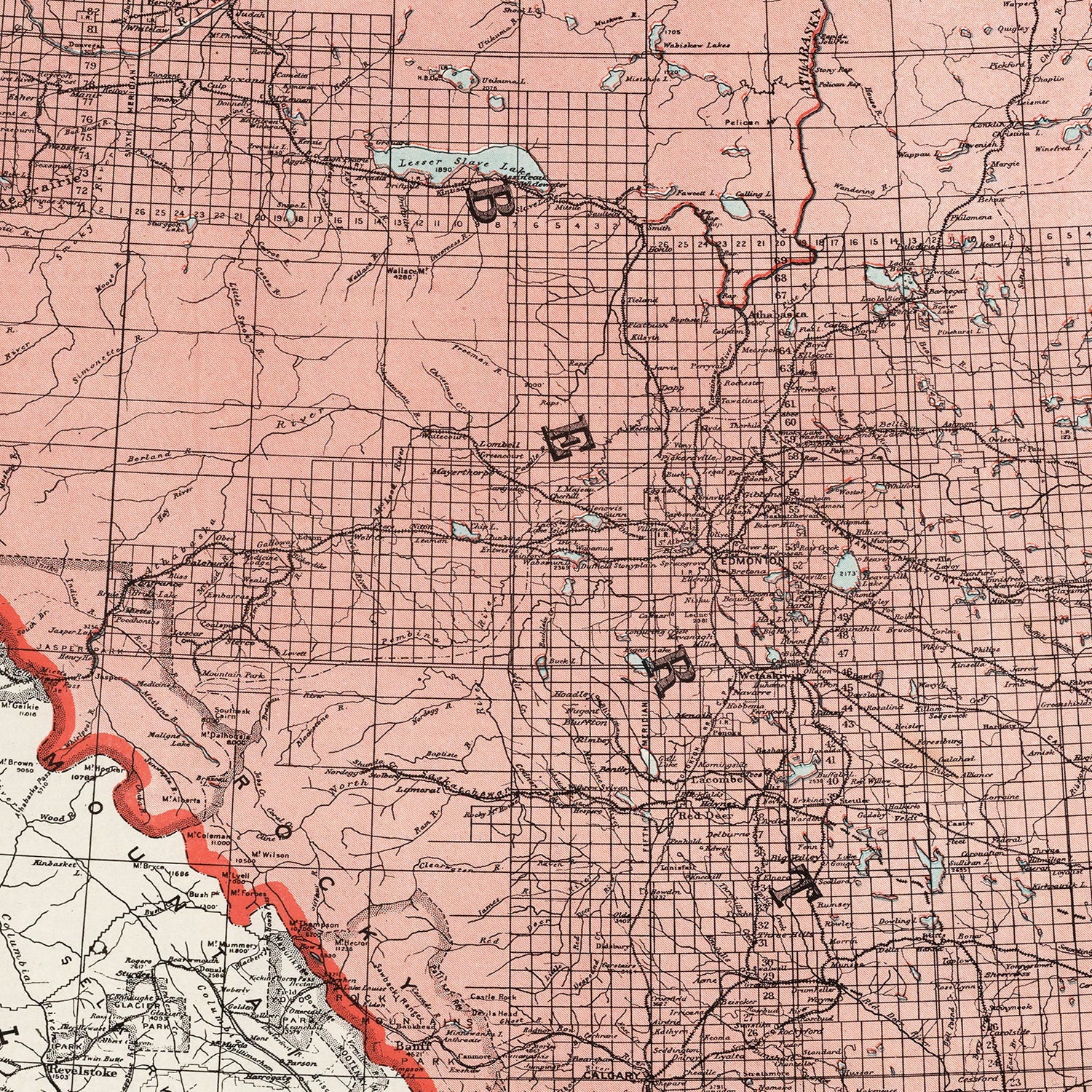 Vintage Map of Alberta Canada, 1925