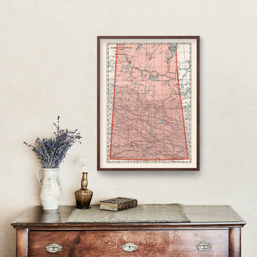Vintage Map of Saskatchewan Canada, 1925