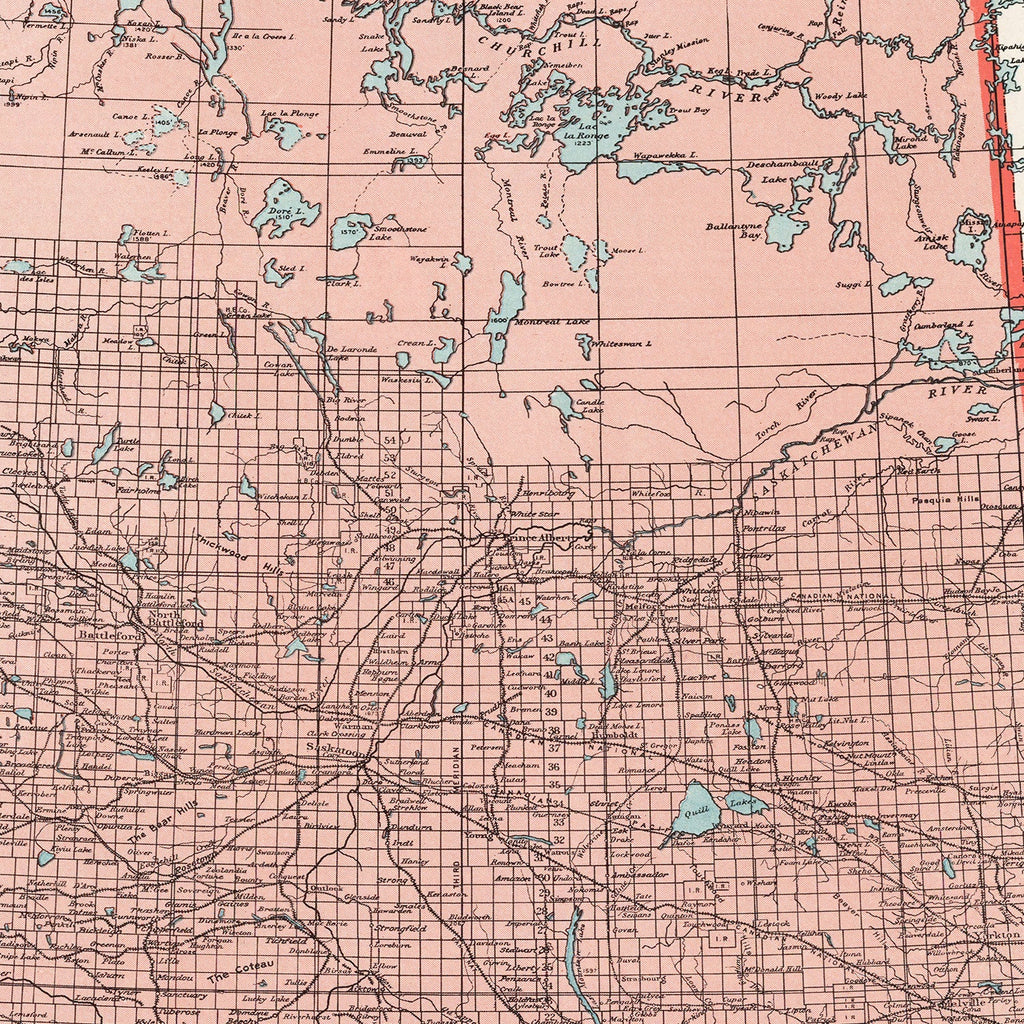 Vintage Map of Saskatchewan Canada, 1925