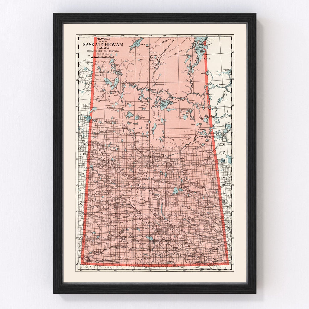 Vintage Map of Saskatchewan Canada, 1925
