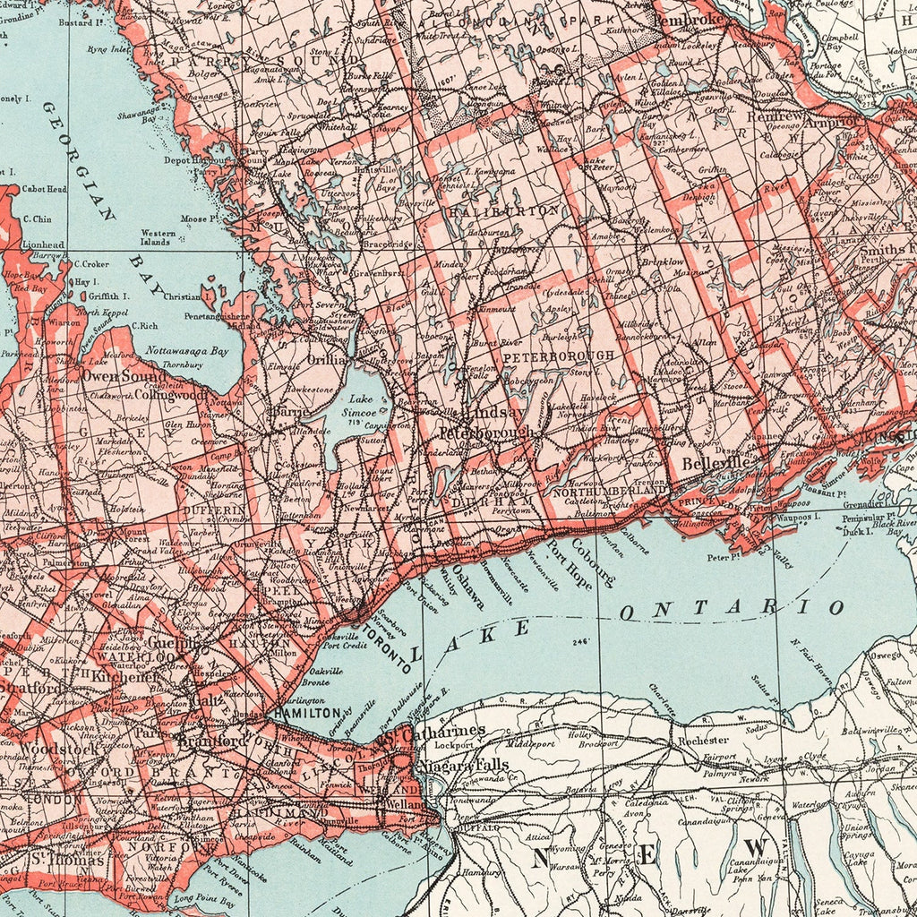 Vintage Map of Ontario Canada, 1925