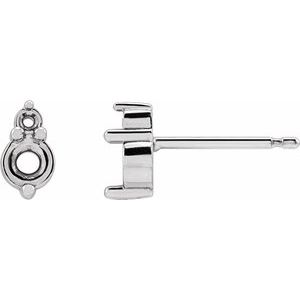 14K White Gold 3 mm Round Accented Earring Mounting