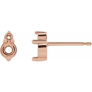 14K Rose Gold 3 mm Round Accented Earring Mounting
