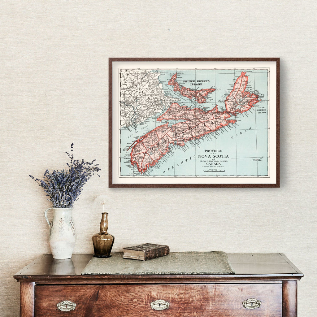 Vintage Map of Nova Scotia Canada, 1925