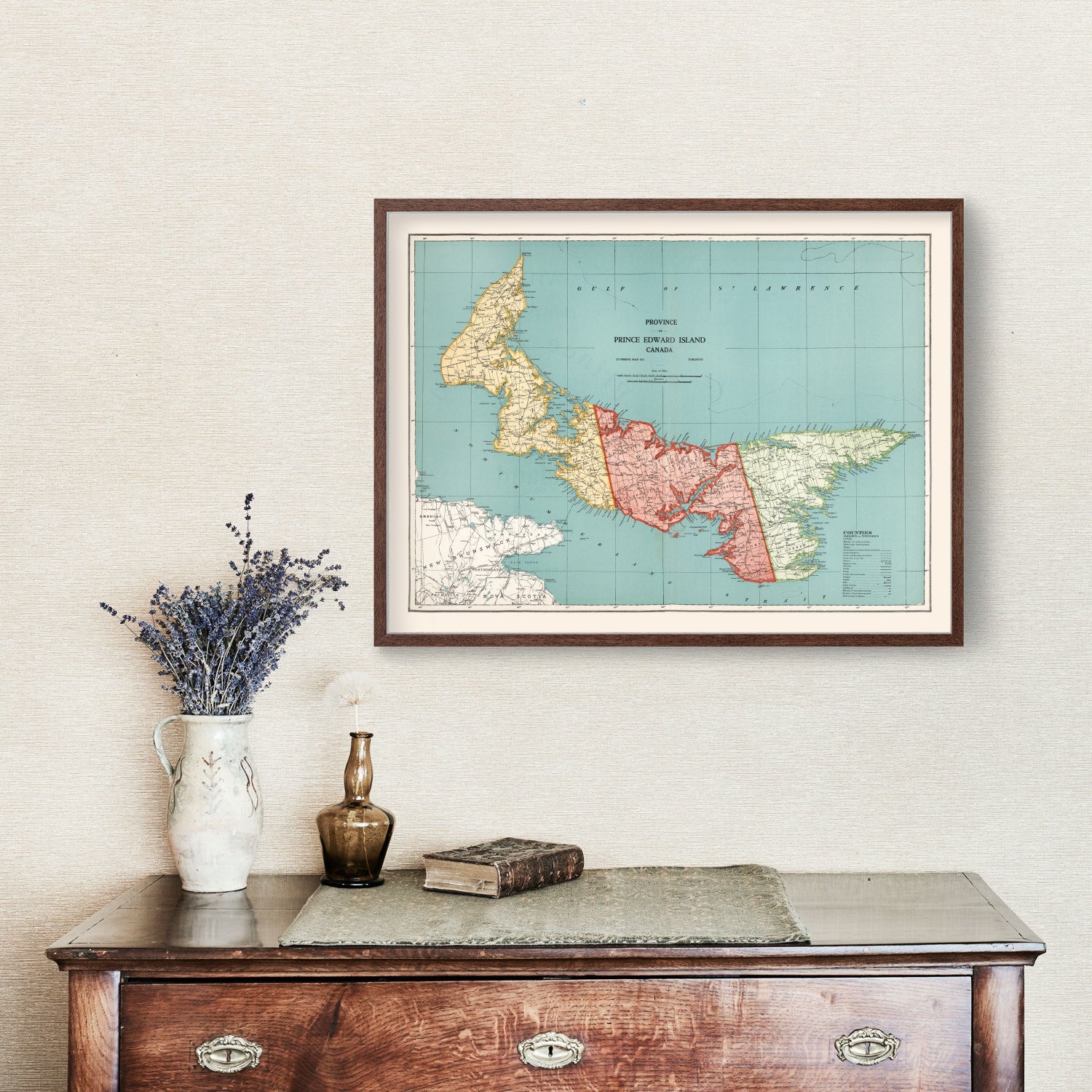 Vintage Map of Prince Edward Island Canada, 1925