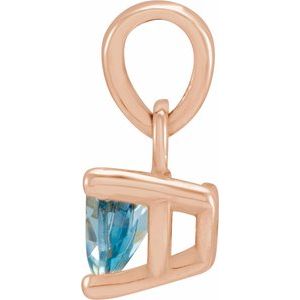 14K Rose Gold 5x5x5 mm Trillion Natural Aquamarine Pendant