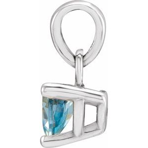 14K White Gold 4x4x4 mm Trillion Natural Aquamarine Pendant