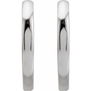 14K White Hinged 12.5 mm Hoop Earrings