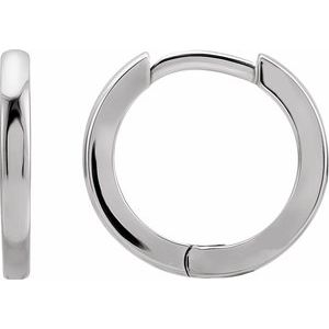 14K White Hinged 15 mm Hoop Earrings