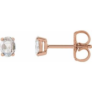 14K Rose Gold 1/5 CTW Rose-Cut Natural Diamond Earrings