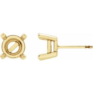 14K Yellow Gold 5.7 mm Round Rose-Cut Earring Mounting
