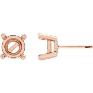 14K Rose Gold 5 mm Round Rose-Cut Earring Mounting