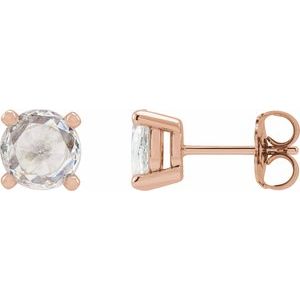 14K Rose Gold 1/5 CTW Rose-Cut Natural Diamond Stud Earrings