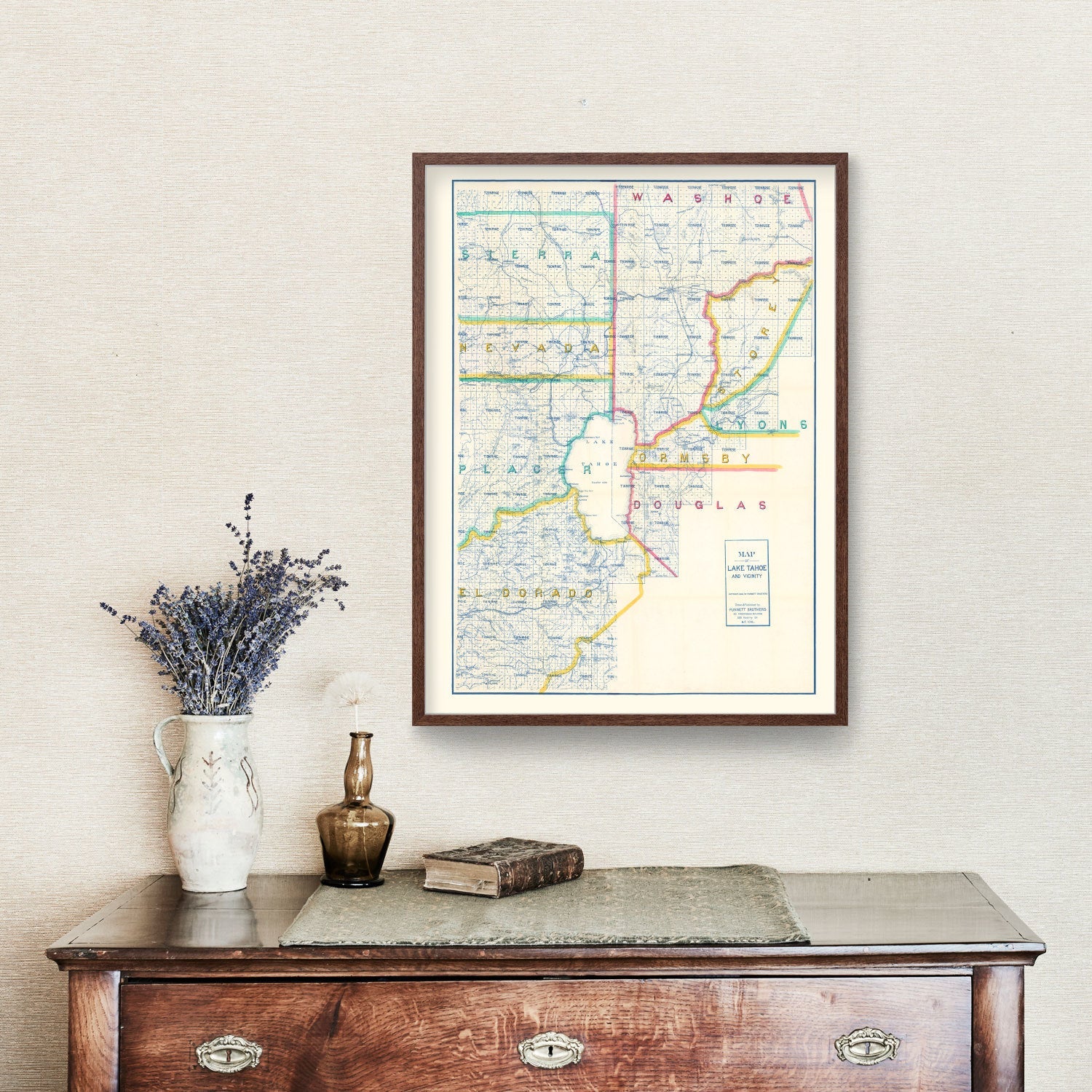 Vintage Map of Lake Tahoe, 1908