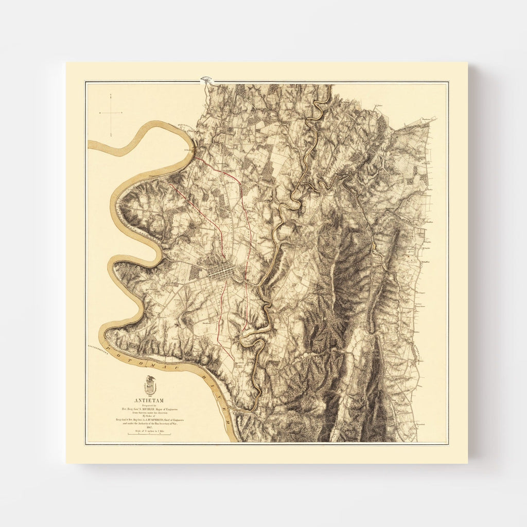 Vintage Map of the Battle of Antietam, 1869