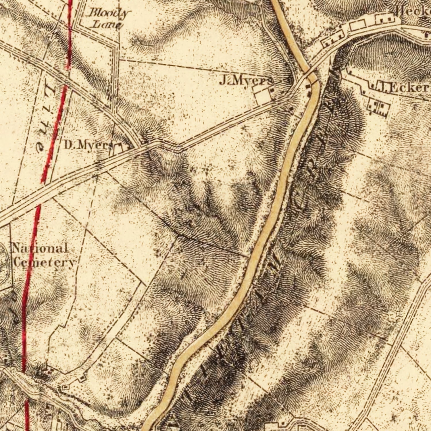 Vintage Map of the Battle of Antietam, 1869