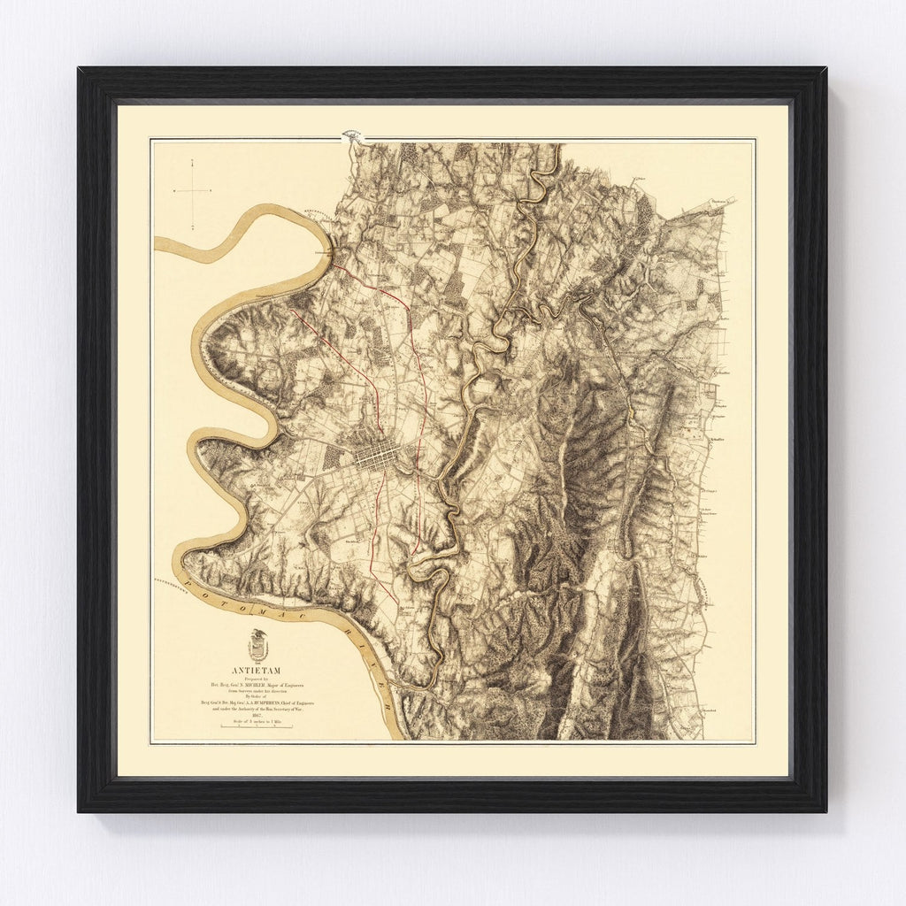 Vintage Map of the Battle of Antietam, 1869