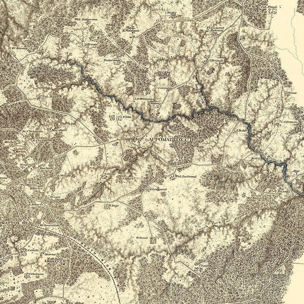 Vintage Map of the Battle of Appomattox Court House, 1869