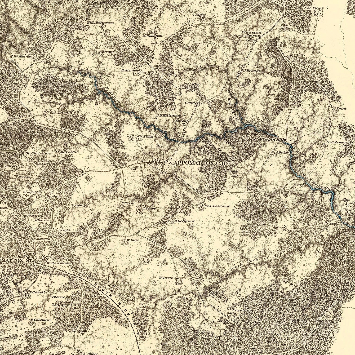 Vintage Map of the Battle of Appomattox Court House, 1869