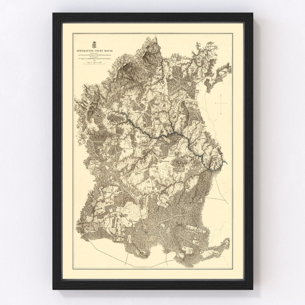 Vintage Map of the Battle of Appomattox Court House, 1869
