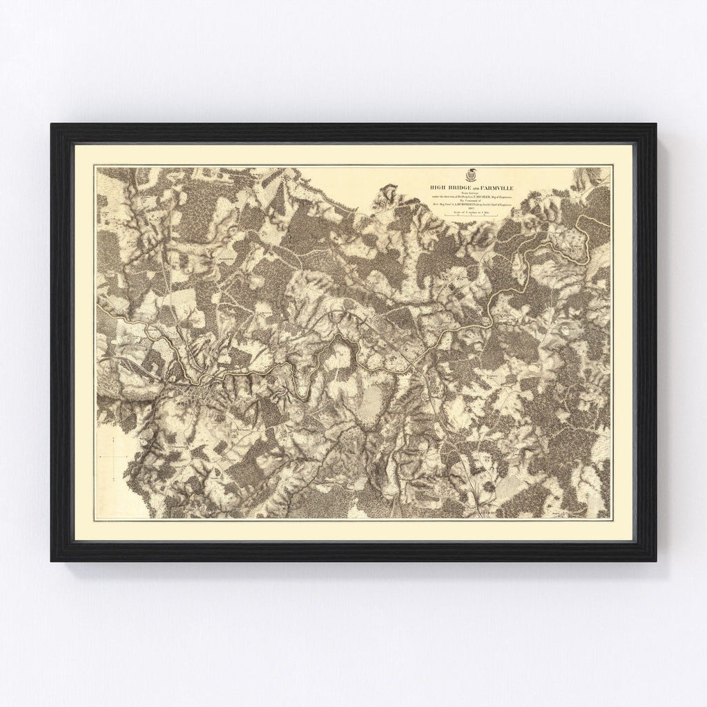 Vintage Map of the Battle of High Bridge & Farmville, 1869