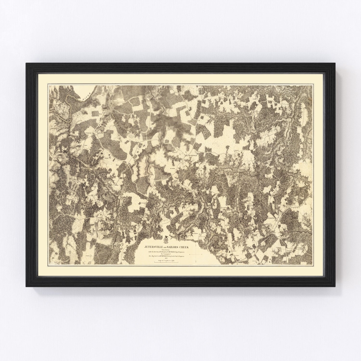 Vintage Map of the Battle of Jetersville & Sailors Creek, 1869