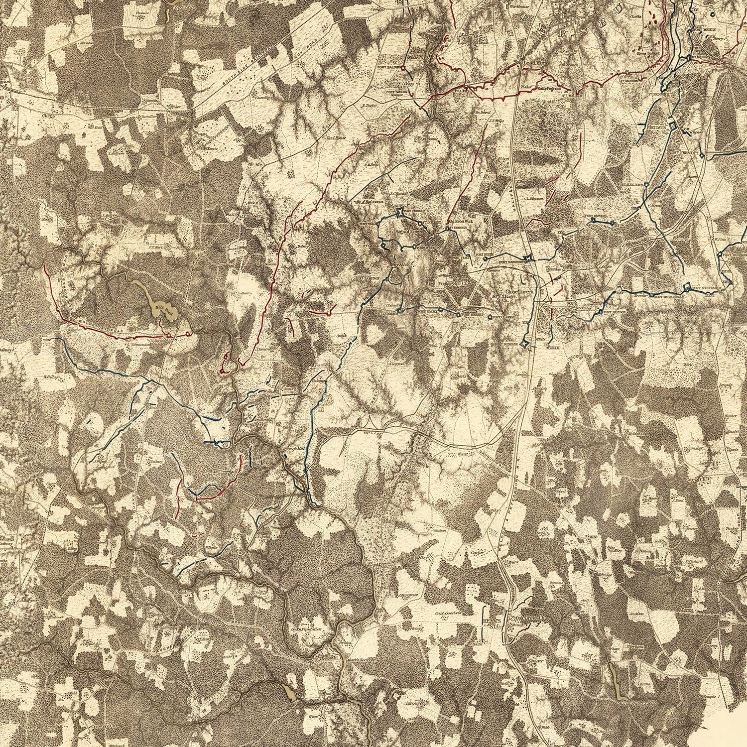 Vintage Map of the Battle of Petersburg & Five Forks, 1869