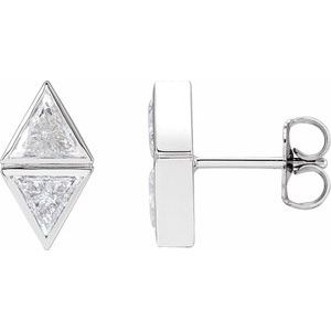 Platinum 7/8 CTW Natural Diamond Two-Stone Bezel-Set Earrings