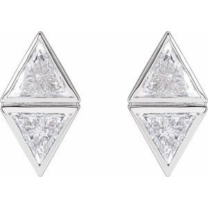 Platinum 7/8 CTW Natural Diamond Two-Stone Bezel-Set Earrings – image 2