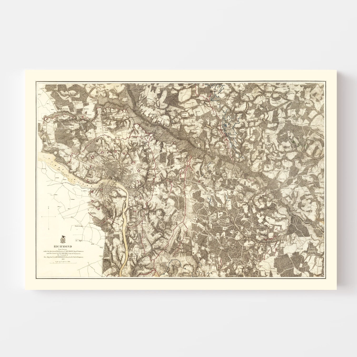Vintage Map of the Battle of Richmond, 1869