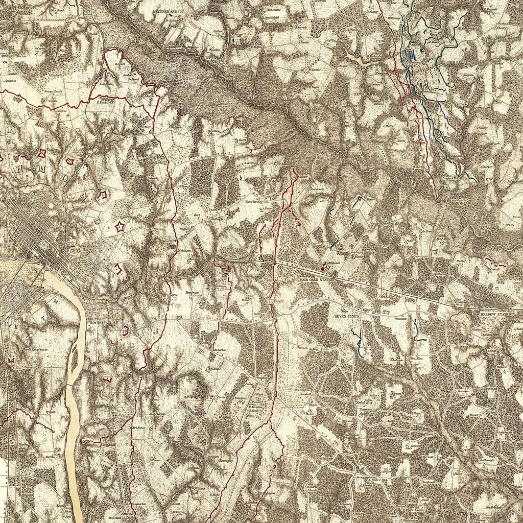 Vintage Map of the Battle of Richmond, 1869